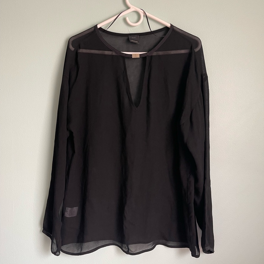 PINKO Casellante Sheer Black Blouse US size 10